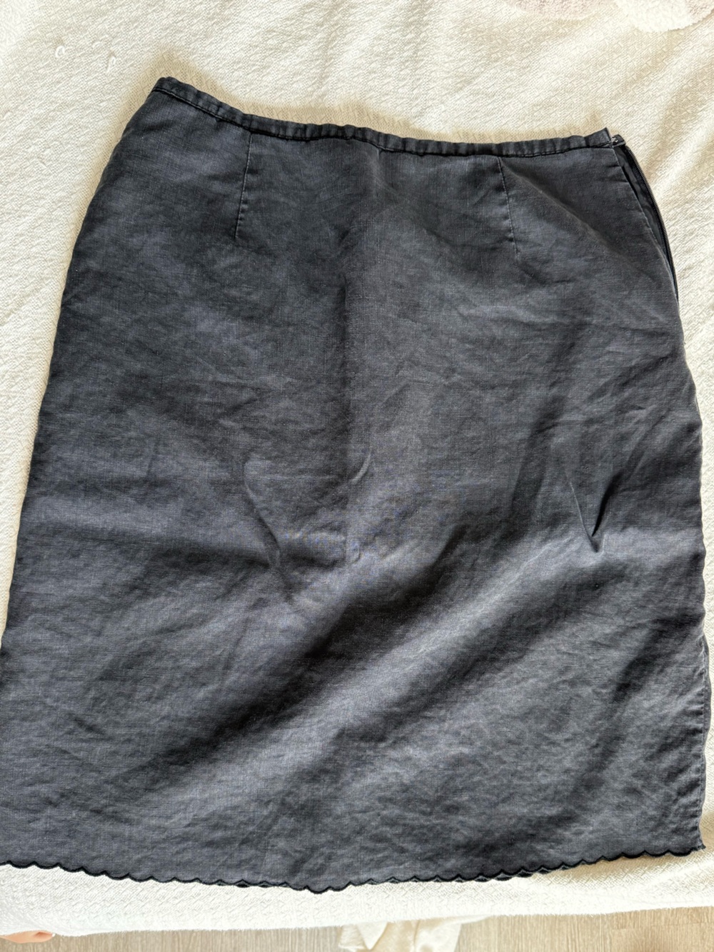 Old Navy Black Linen Skirt with Scalloped Hem